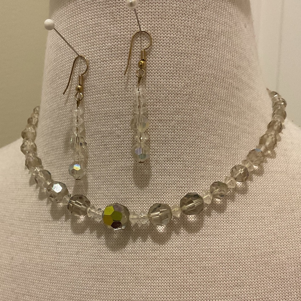 Glass Bead Necklace and Earrings Set